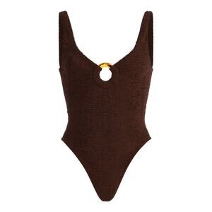 Hunza G Celine Seersucker One-Piece Swimsuit - One Size Brown